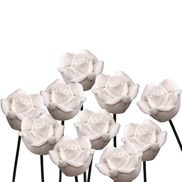 Set of 10Pcs 1:12 Dollhouse Miniature Rose Flower Bouquet Plant Craft White